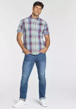 Рубашка Man's World с короткими рукавами, в клетку, с небольшой вышивкой на груди, белый