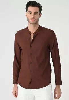 Рубашка Mandarin Collar Long Sleeve Antioch, коричневый