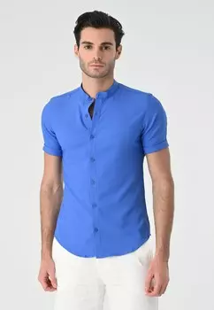 Рубашка MANDARIN COLLAR SHORT SLEEVE Antioch, синий