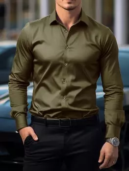 Рубашка Manfinity Mode с длинными рукавами, зеленый