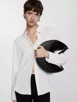 Рубашка Mango Basic Fluid Long Sleeve, белый