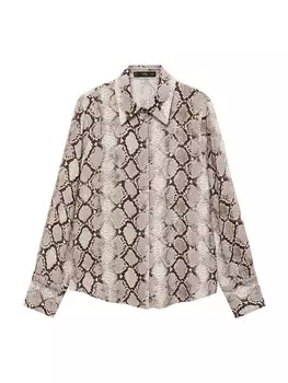 Рубашка MANGO Blouse SERPI, цвет chocolate/brocade