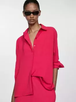 Рубашка Mango Burbuja Textured Flowy, цвет berry
