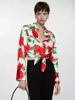 Рубашка Mango Dulce Floral, цвет red/multi