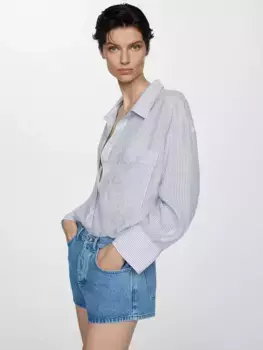 Рубашка Mango Mango Pocket Stripe, синий