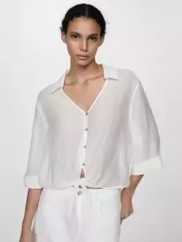 Рубашка Mango Mola Tie Front, белый