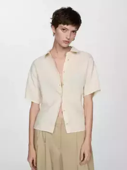 Рубашка Mango Pai Linen, цвет light pastel brown