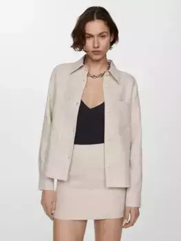 Рубашка Mango Rodas Linen, бежевый