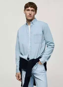 Рубашка Mango, светло-голубой