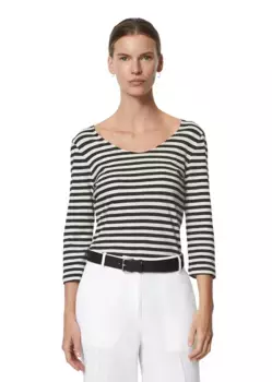 Рубашка Marc O'Polo с рукавами 3/4, женственным вырезом "балерина" спереди и сзади, черный