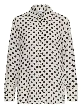 Рубашка Marella Conio на пуговицах в горошек, белый