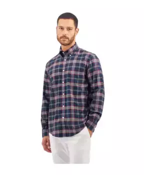 Рубашка Marine's из эластичного хлопка супима без глажки с воротником на пуговицах в клетку в клетку Brooks Brothers, синий