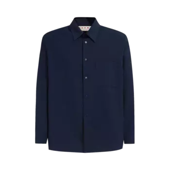 Рубашка Marni Boxy Fit Tropical 'Blue/Black', синий