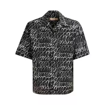 Рубашка Marni Boxy Fit Tropical Bowling Shirt Black, черный