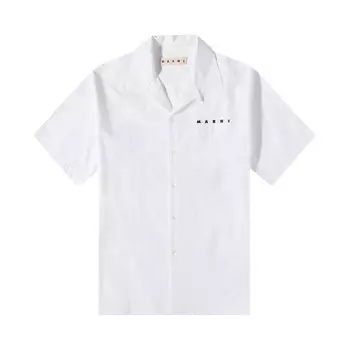 Рубашка Marni Cotton Poplin Bowling Shirt 'Lily White', белый