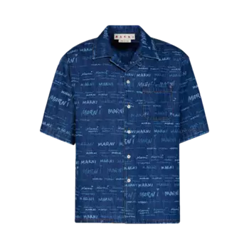 Рубашка Marni Denim 'Iris Blue', синий