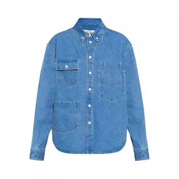 Рубашка Marni Denim Overshirt With Pockets, цвет Cobalt