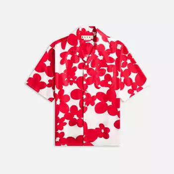 Рубашка Marni Dillies Silk Camp Shirt, цвет Crimson