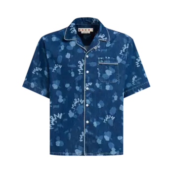 Рубашка Marni Lightweight Denim Bowling 'Iris Blue', синий