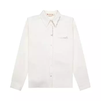 Рубашка Marni Logo Embroidered Long-Sleeve Shirt, белый