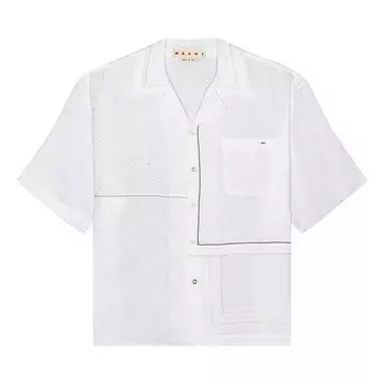 Рубашка Marni Patchwork Linen Shirt Lily White, белый