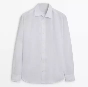 Рубашка Massimo Dutti 100% Linen Regular Fit, белый