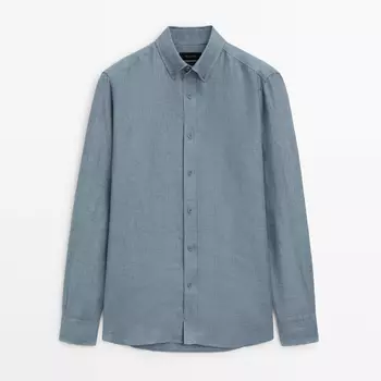 Рубашка Massimo Dutti 100% Linen Regular Fit, синий