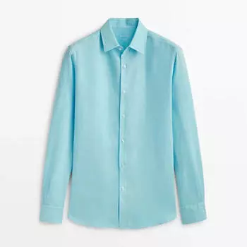 Рубашка Massimo Dutti 100% Linen Slim-Fit, голубой