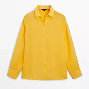 Рубашка Massimo Dutti 100% Ramie Oversize, желтый