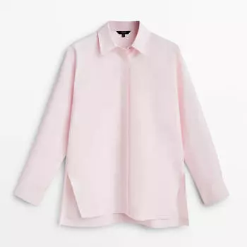 Рубашка Massimo Dutti Concealed Placket, розовый