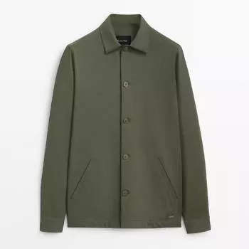 Рубашка Massimo Dutti Cotton Blend Twill, зеленый