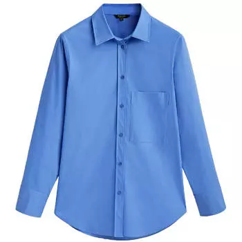 Рубашка Massimo Dutti Cotton Poplin With Pocket, синий