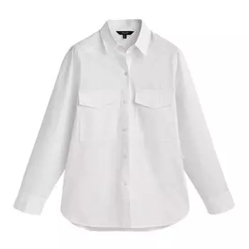 Рубашка Massimo Dutti Cotton Poplin With Pockets, белый