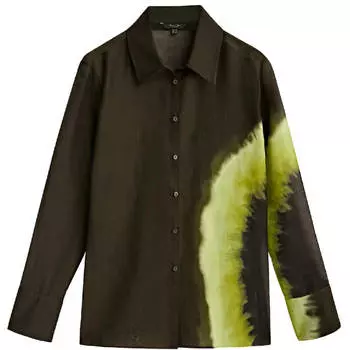 Рубашка Massimo Dutti Cotton Silk Blend Printed, темно-зеленый