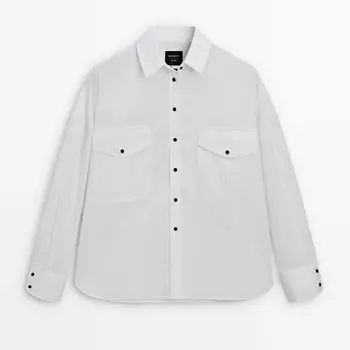 Рубашка Massimo Dutti Cotton With Contrast Buttons - Studio, белый