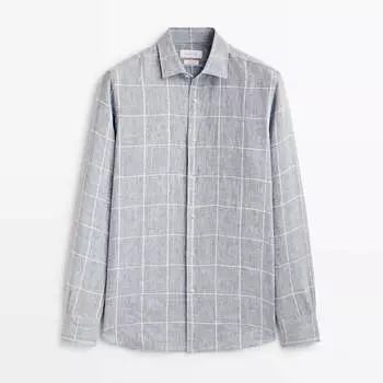 Рубашка Massimo Dutti Linen Regular Fit, голубой