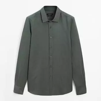 Рубашка Massimo Dutti Regular Fit Cotton Blend, зеленый