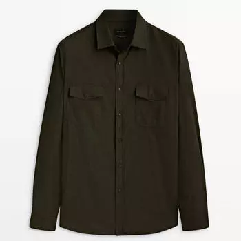 Рубашка Massimo Dutti Regular Fit Cotton Oxford, темно-зеленый