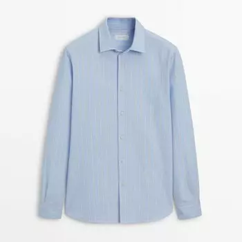 Рубашка Massimo Dutti Regular-fit Wide-striped Oxford, голубой