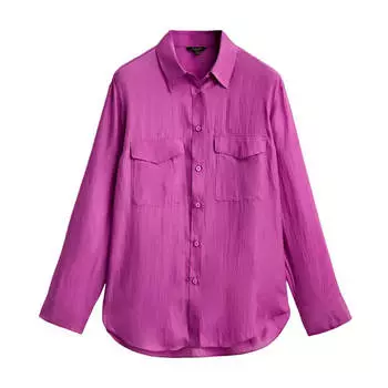 Рубашка Massimo Dutti Silk With Pockets, розовый