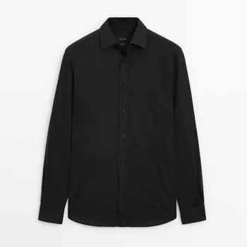 Рубашка Massimo Dutti Slim Fit Cotton, черный