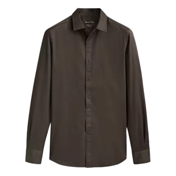 Рубашка Massimo Dutti Slim Fit Cotton Twill, темно-коричневый