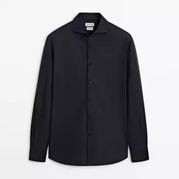 Рубашка Massimo Dutti Slim Fit Easy Iron Oxford, темно-синий