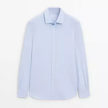 Рубашка Massimo Dutti Slim-fit Micro-striped Oxford, голубой