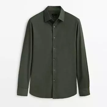 Рубашка Massimo Dutti Slim Fit Textured, зеленый