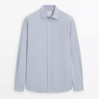 Рубашка Massimo Dutti Soft Wash Regular Fit Cotton Oxford, голубой