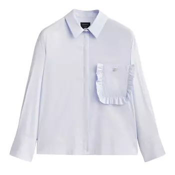 Рубашка Massimo Dutti Studio Poplin With Pocket And Rhinestone Button, голубой