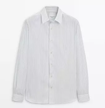 Рубашка Massimo Dutti Studio Striped Cotton, белый