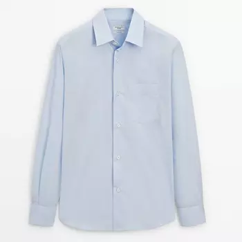 Рубашка Massimo Dutti Studio Wide-fit Cotton, голубой