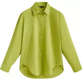 Рубашка Massimo Dutti Washed Cotton, зеленый